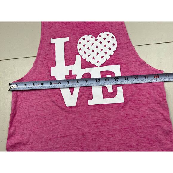 No Boundaries Junior Medium 7/9 Pink LOVE Heart Print Tank Top Work Out Gym Top - Picture 3 of 6